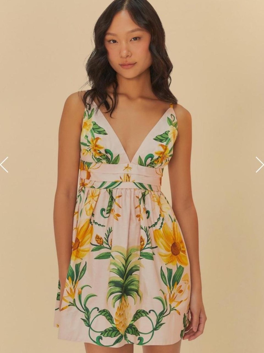 FARM Rio Beleza de Abacaxi Pineapple Beauty Pink Mini Dress - Picture 1 of 6